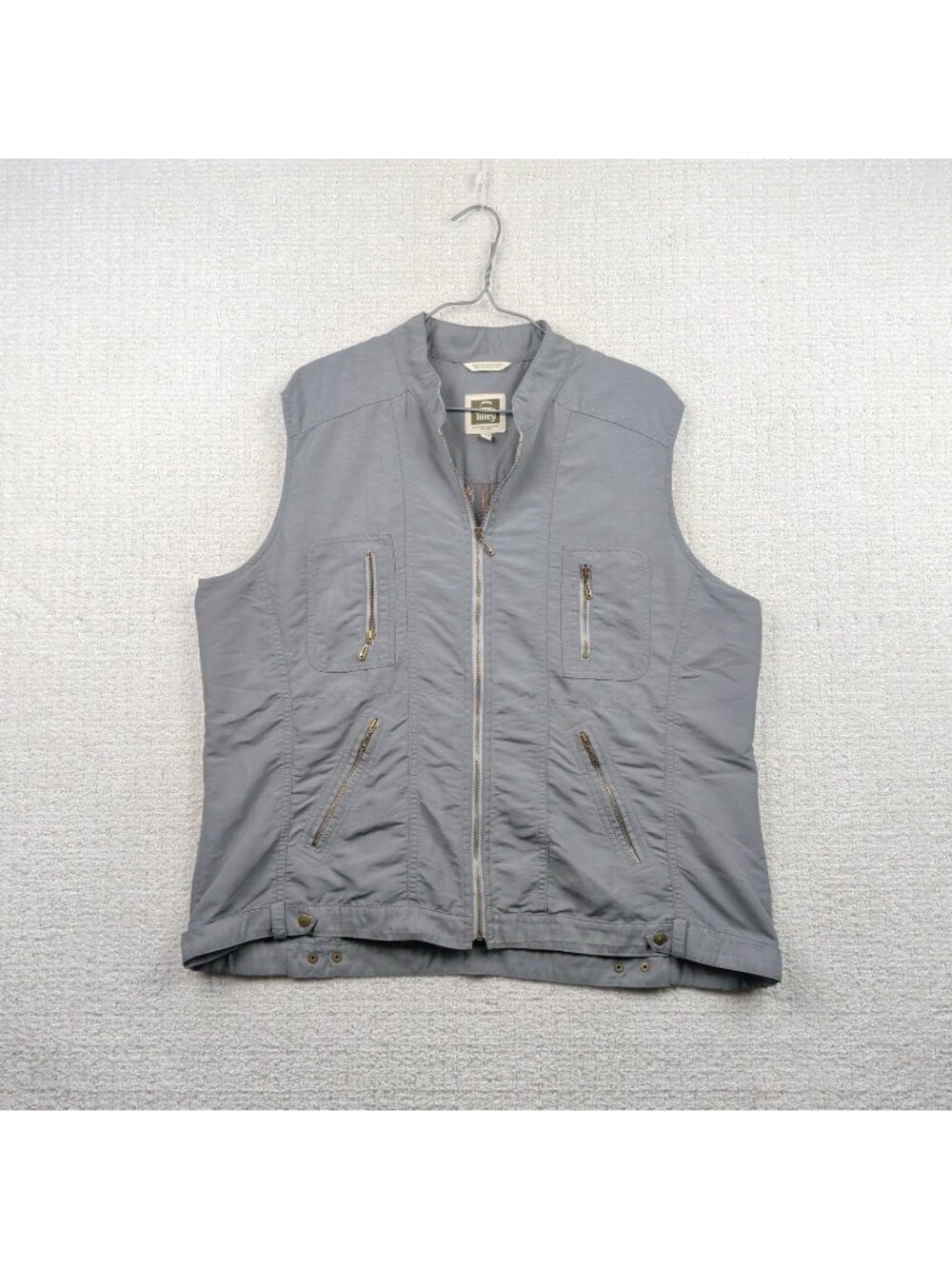 Tilley Vest Jacket Safari Gray Fishing Hiking Outdoor Tech Gorpcore Sz XL Read